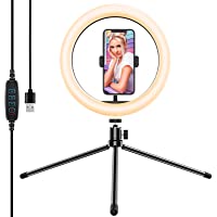 Yoozon 10&quot- Luz de Anillo LED fotográfica de Escritorio- 3 Color 10 Brillo- Trípode con Soporte Giratorio de teléfono…